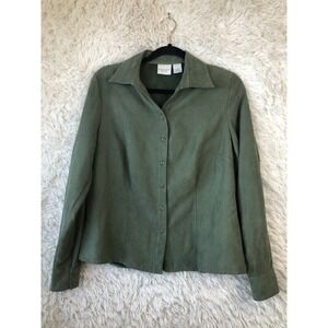 Sonoma‎ Womens Button Front Shirt Green Long Sleeve Collared S Shacket